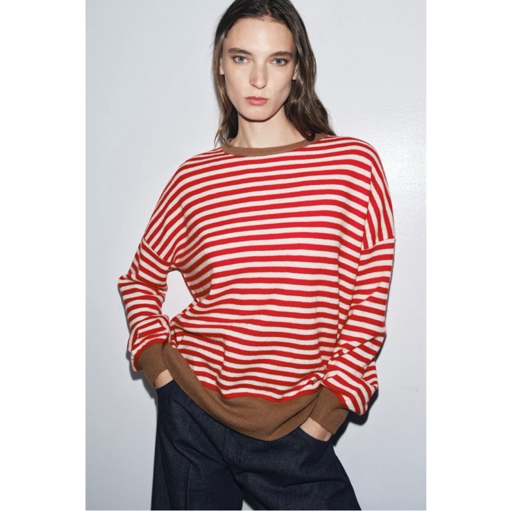 NWT Zara 100% Wool Striped Sweater size Medium